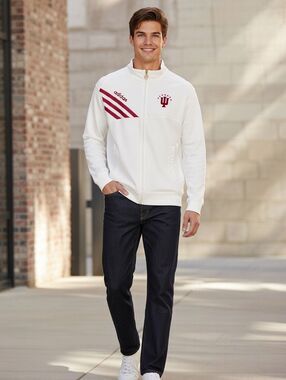 Adidas Indiana Hoosiers Full Zip Jacket Men’s Medium White IU NCAA Track Rare